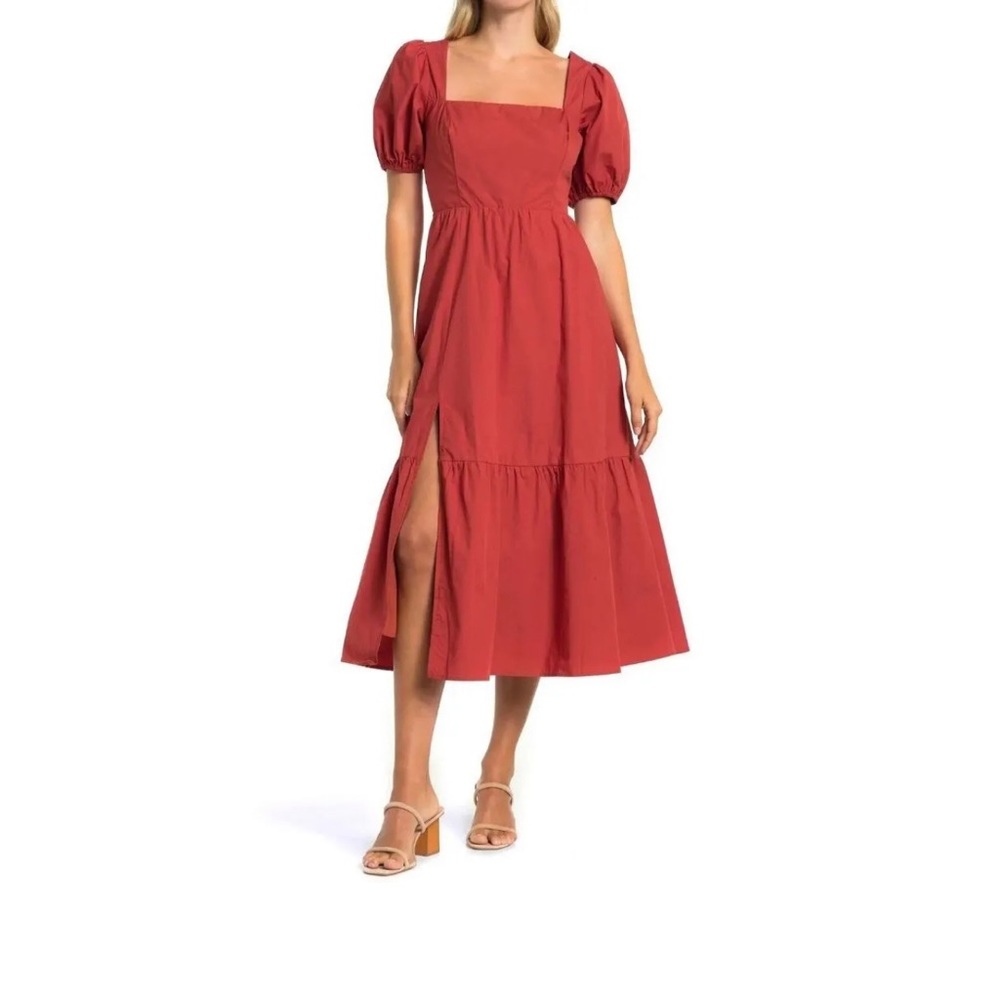 ASTR Poplin Puff sleeve dress size XS in rust
